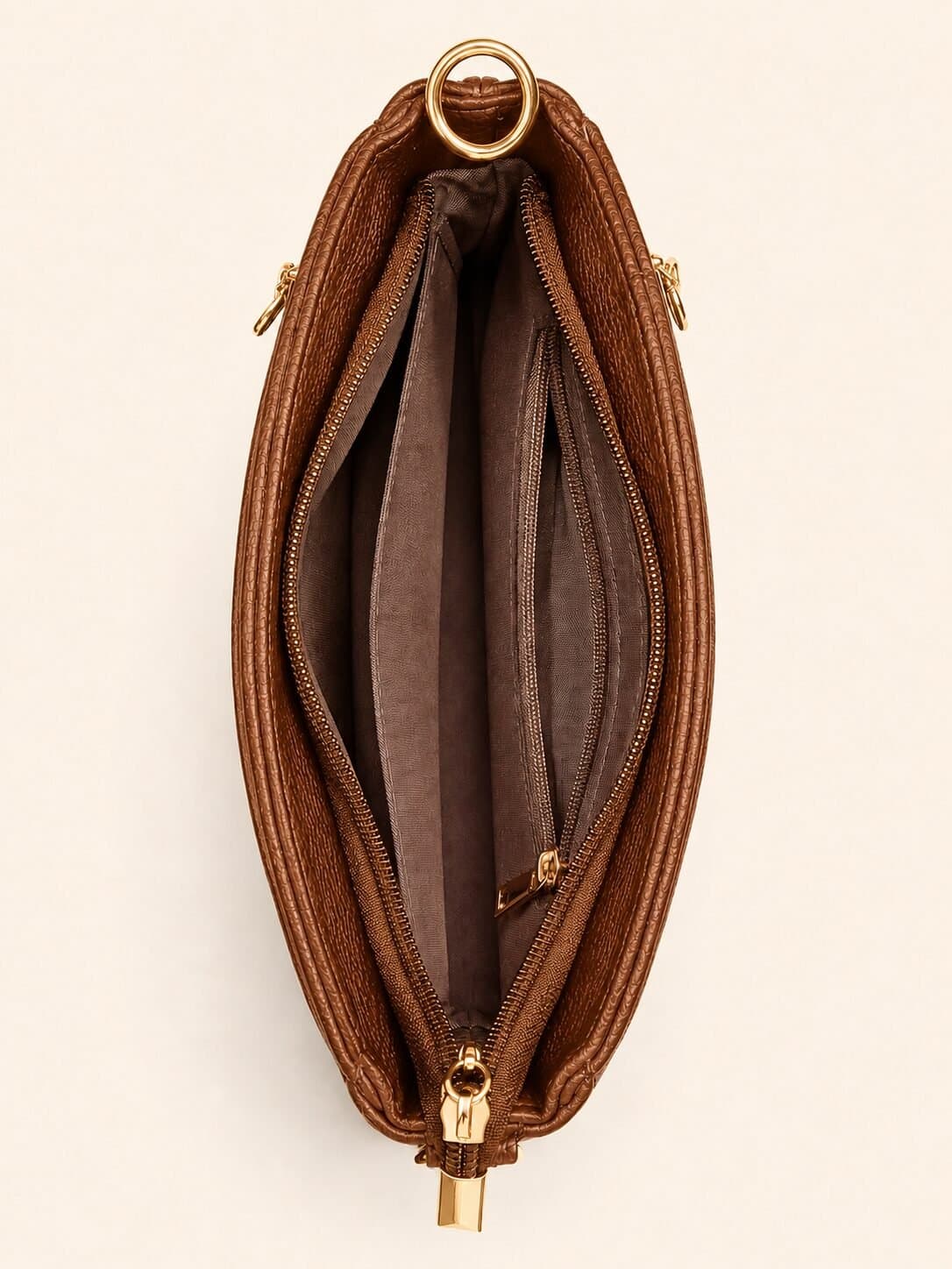 LuxeCharm Classic Cosmetic Pouch – Coffee Brown — image 3