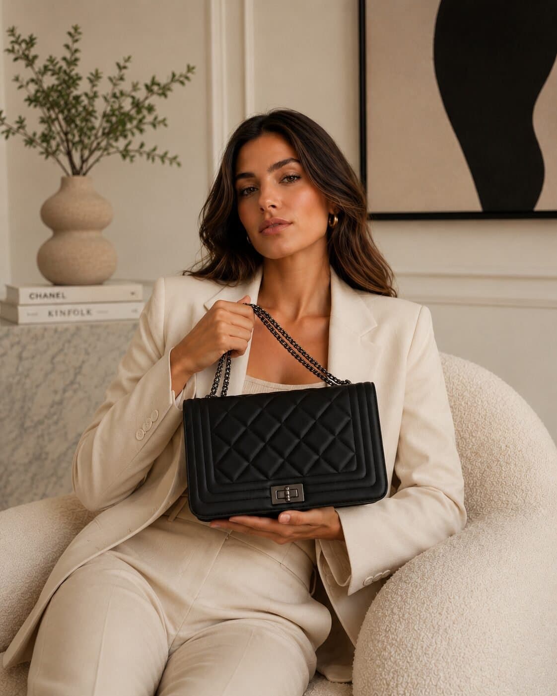 Midnight Luxe Quilted Chain Handbag — image 5