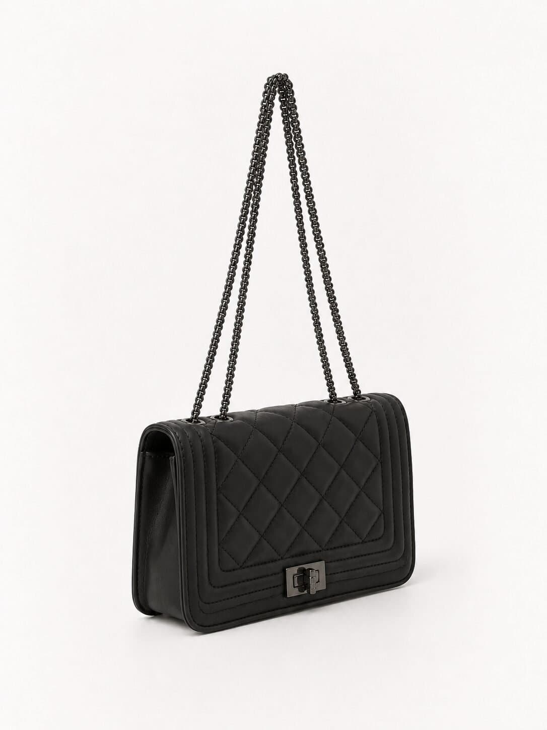 Midnight Luxe Quilted Chain Handbag — image 3
