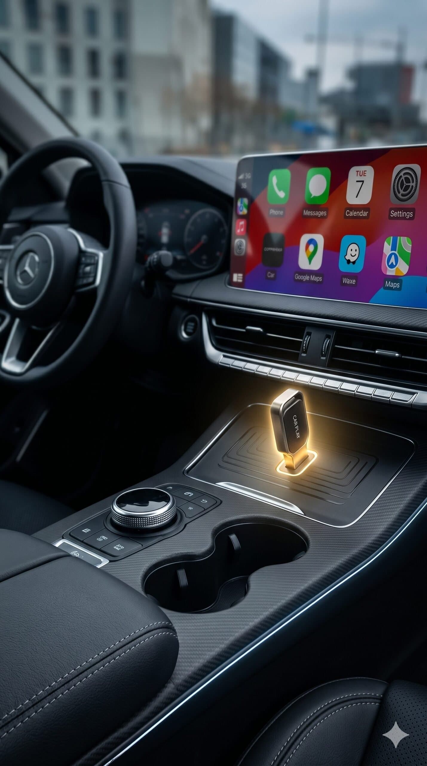 Mini Wireless Adapter CarPlay & Android Auto / Voice Assistant / Wide Compatibility / Audio Streaming / USB-C Adapter Included - Black — image 3