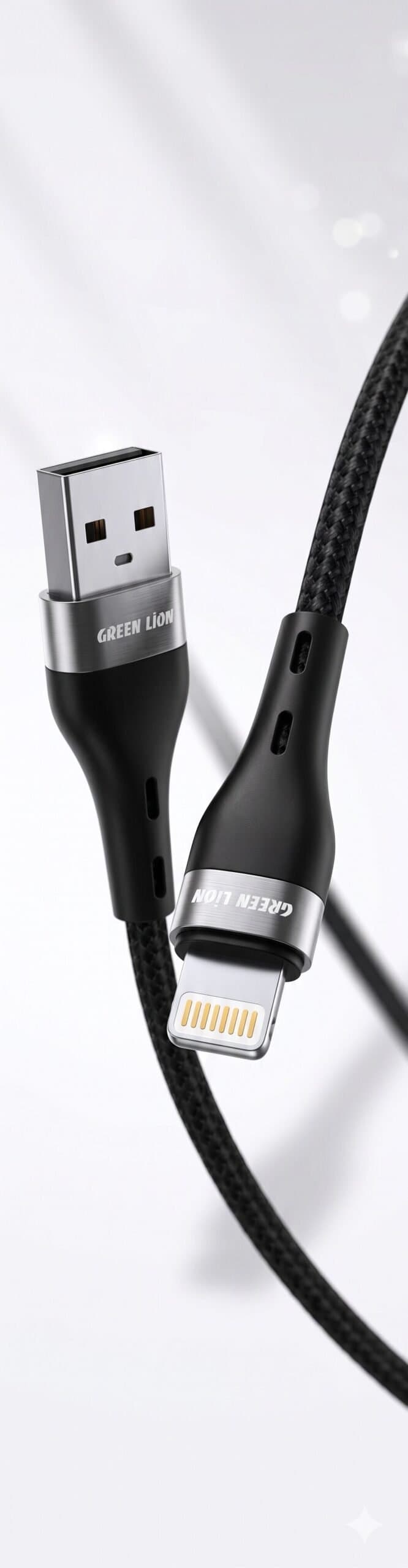 Green Lion USB-A to Lightning Braided Cable - Black — image 1