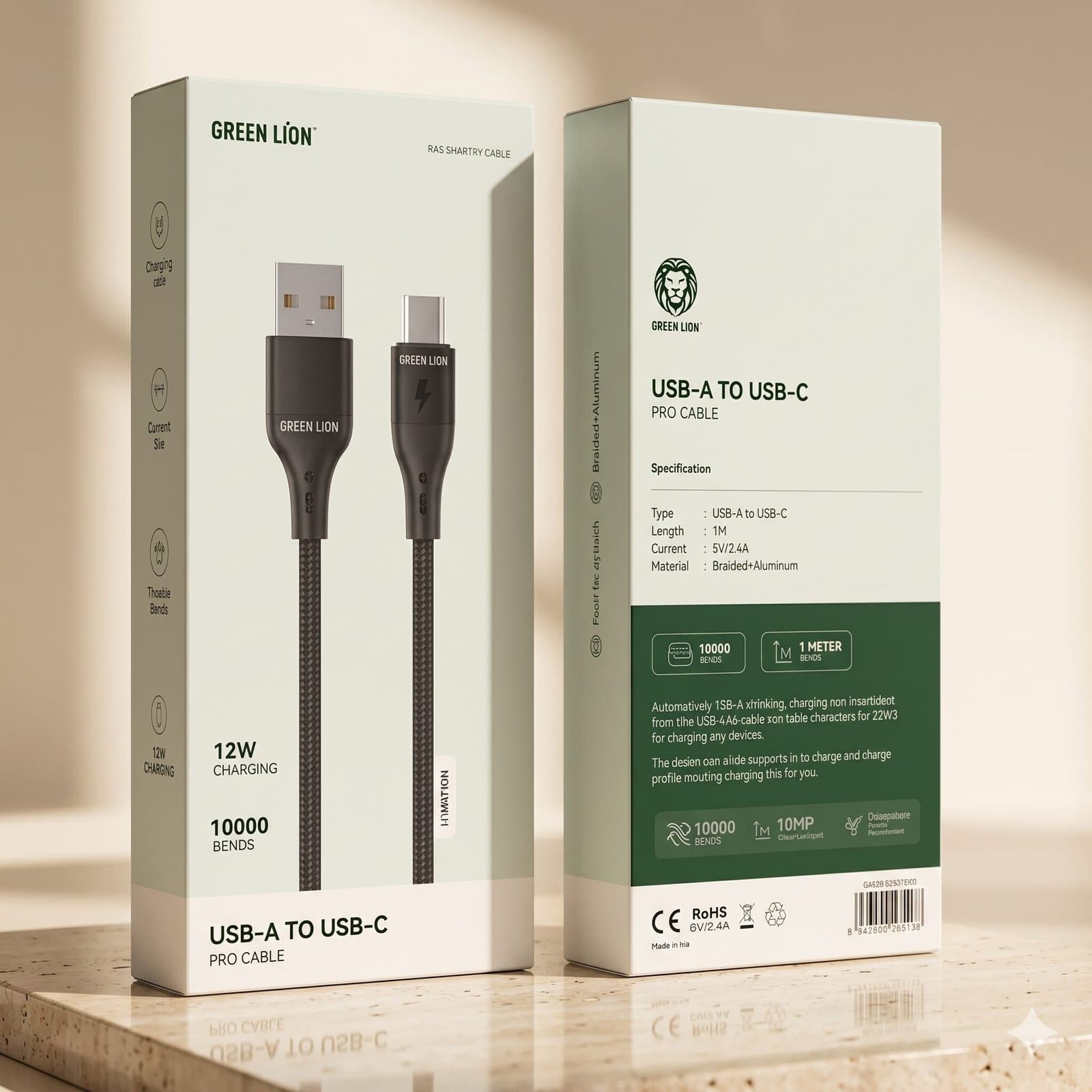 Green Lion USB-A to USB-C Cable 1M 5V/3A - Black — image 2