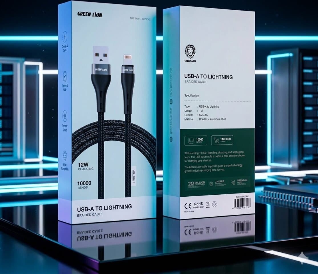 Green Lion USB-A to Lightning Braided Cable - Black — image 2