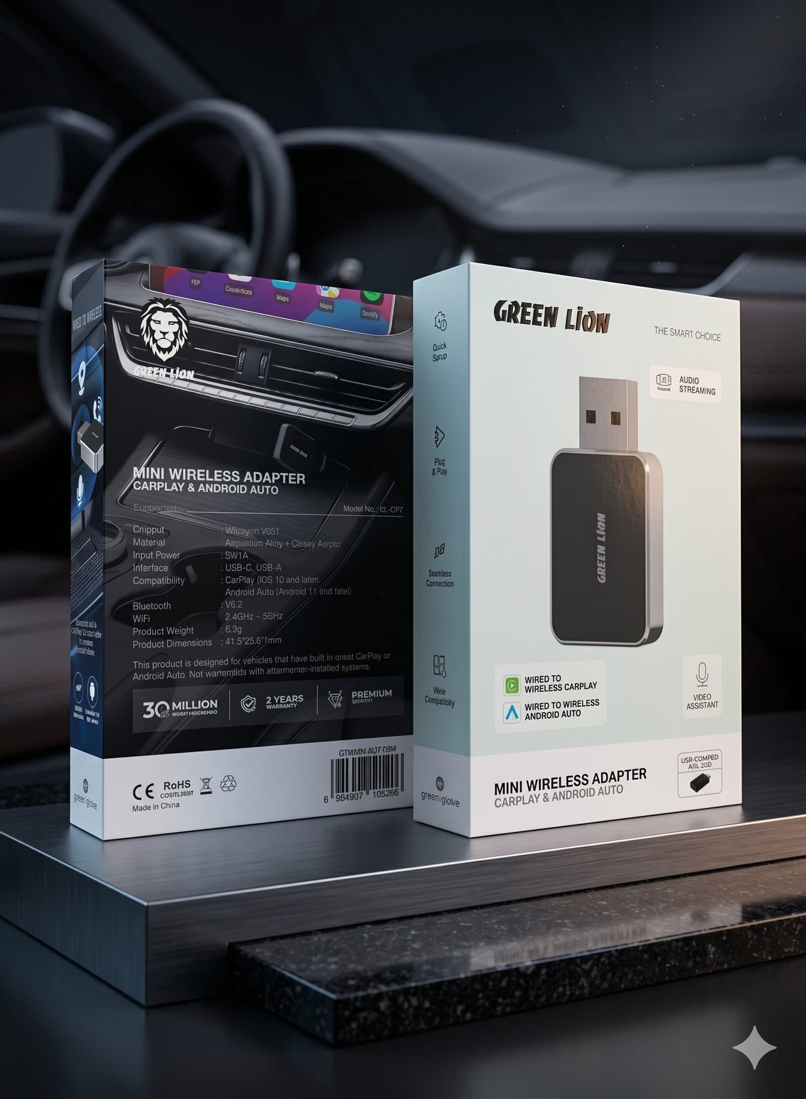 Mini Wireless Adapter CarPlay & Android Auto / Voice Assistant / Wide Compatibility / Audio Streaming / USB-C Adapter Included - Black — image 4