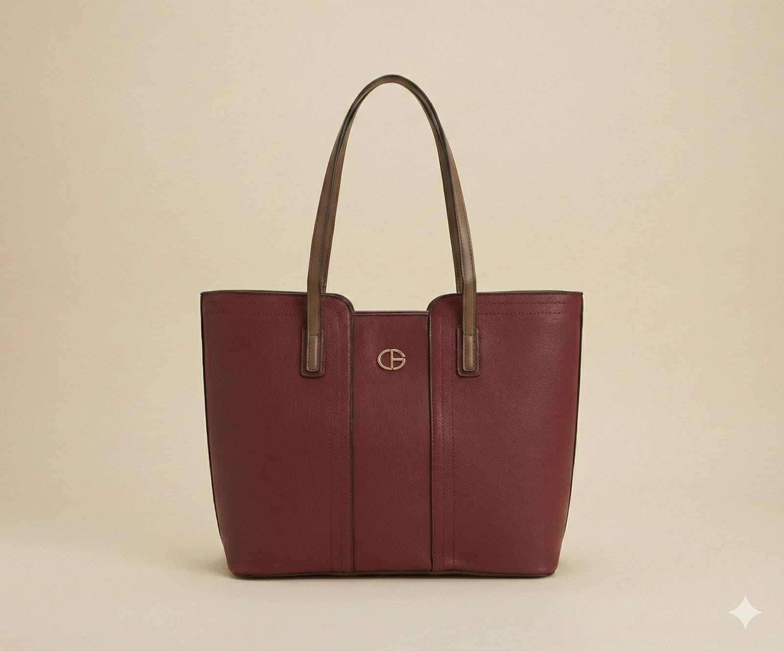 The Essential Two-Tone Tote – Deep Burgundy