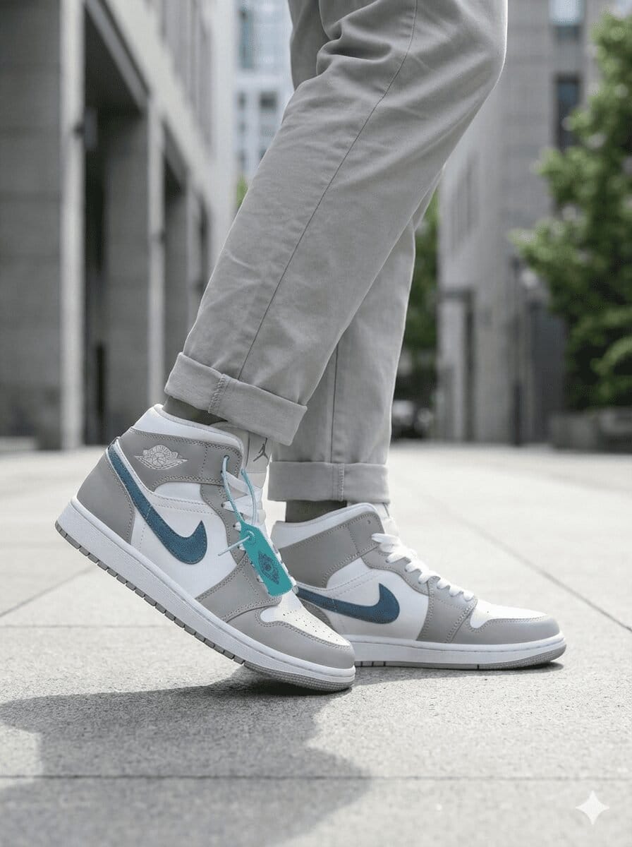 Heritage Air Mid Wolf Grey with Teal Accents