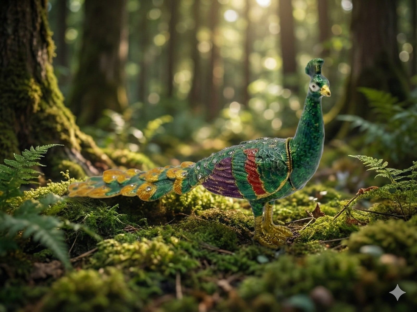 The Majestic Peacock: Jeweled Souvenir & Trinket Box