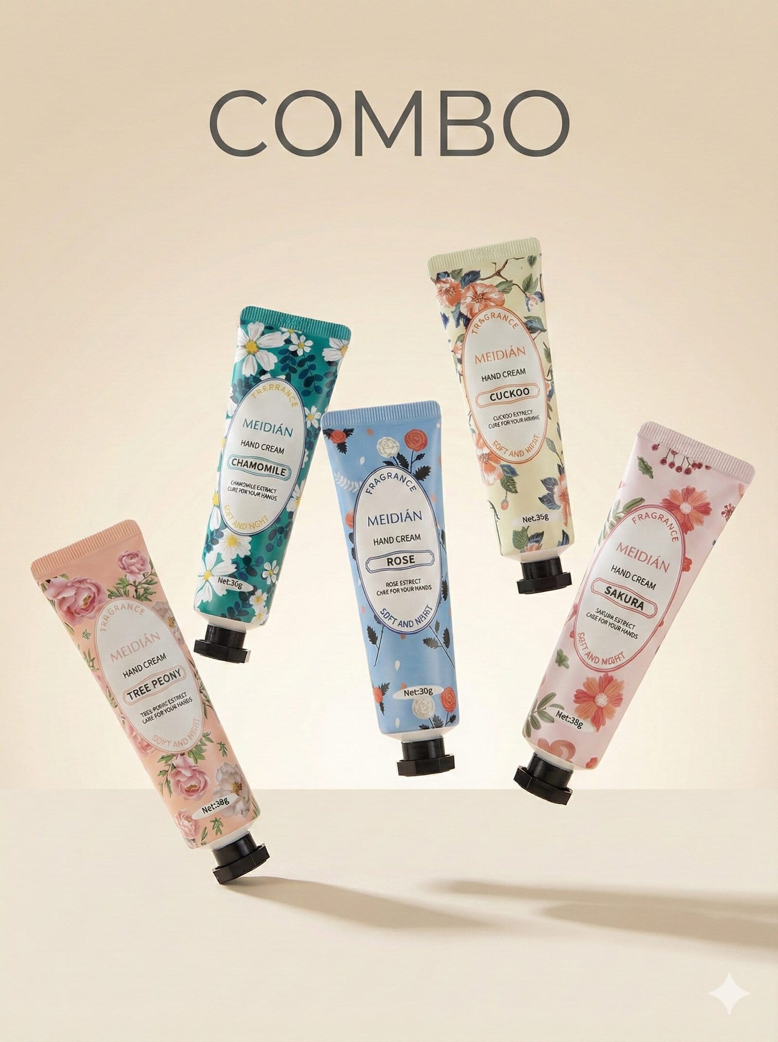 MEIDIÁN Flower Fragrance Hand Cream Combo Set Of (5)