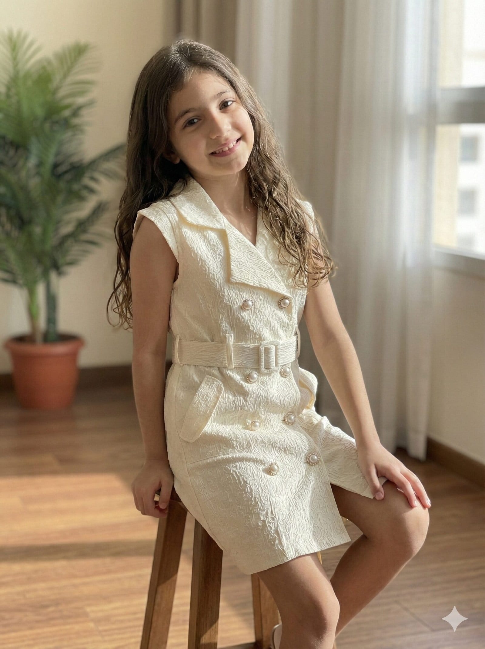 Classic Heritage Sleeveless Trench Dress– White