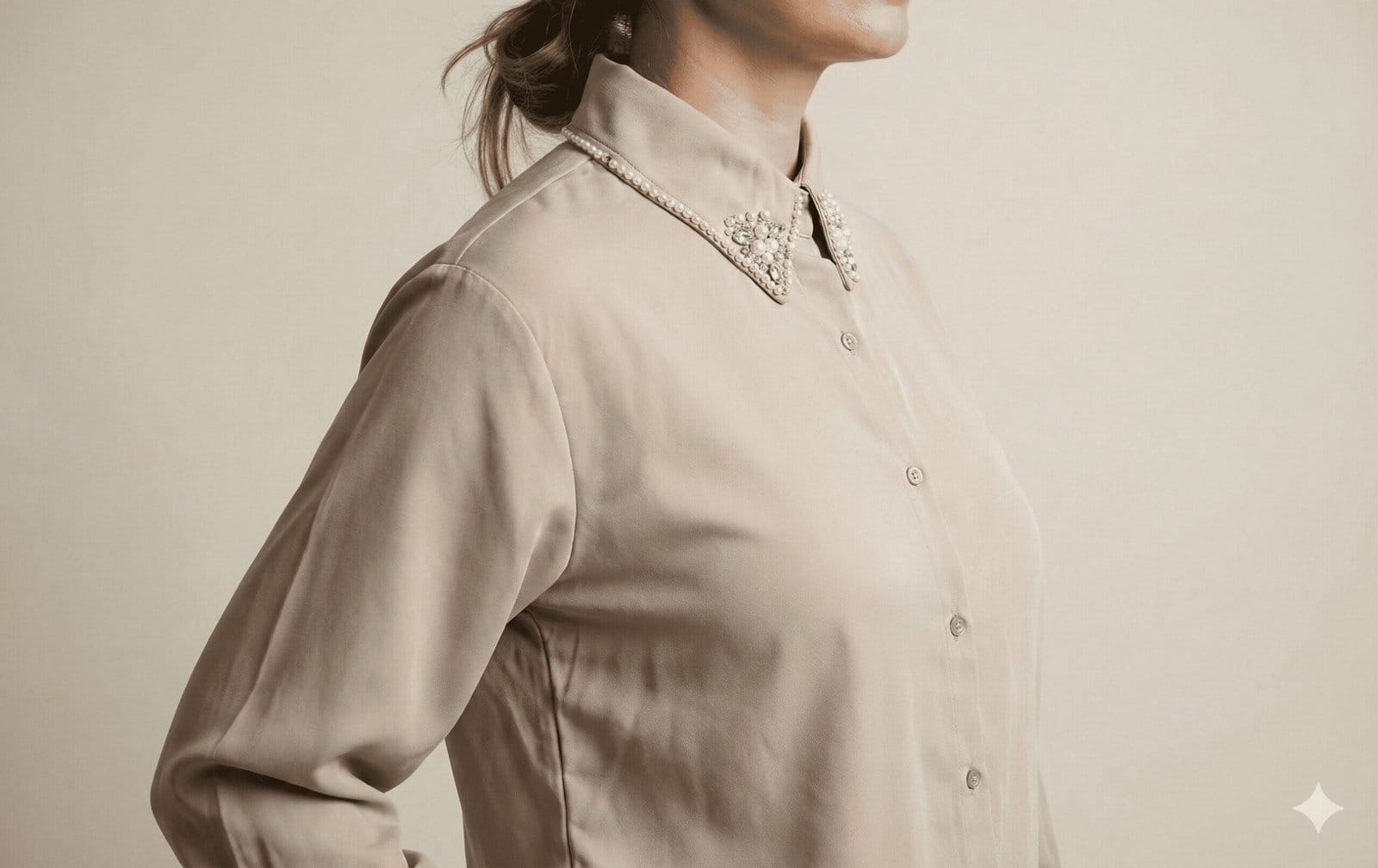 The Embellished Pearl  Collar Shirt
