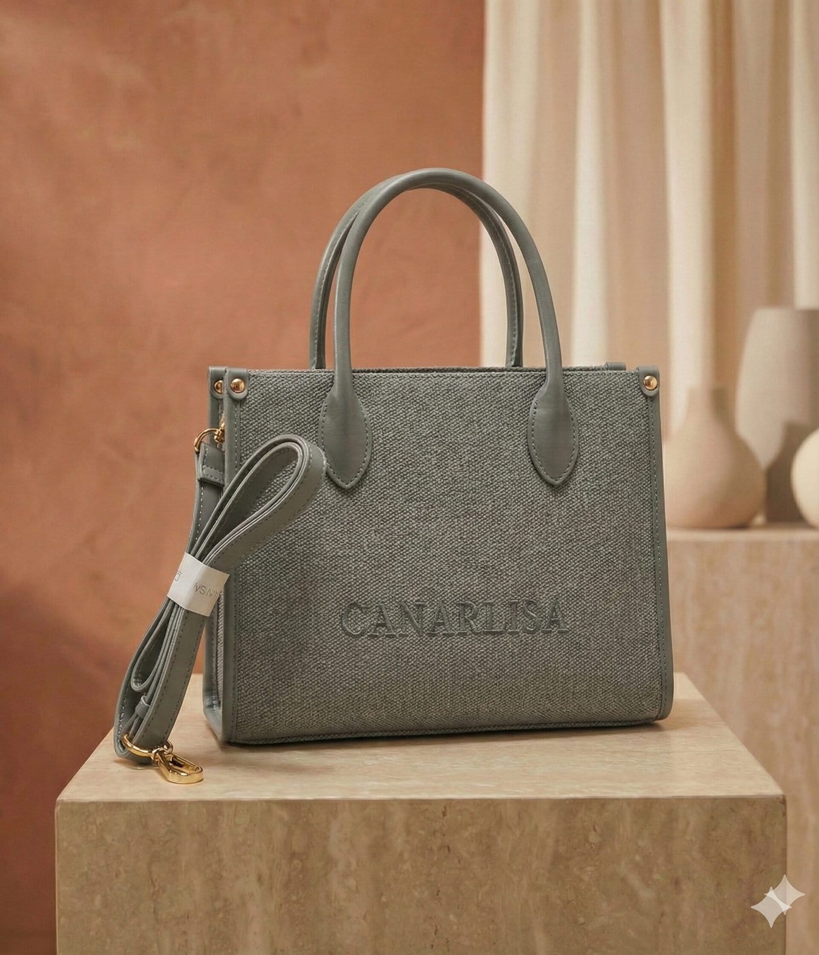 Canarlisa Structured Canvas Tote Bag – Heather Grey