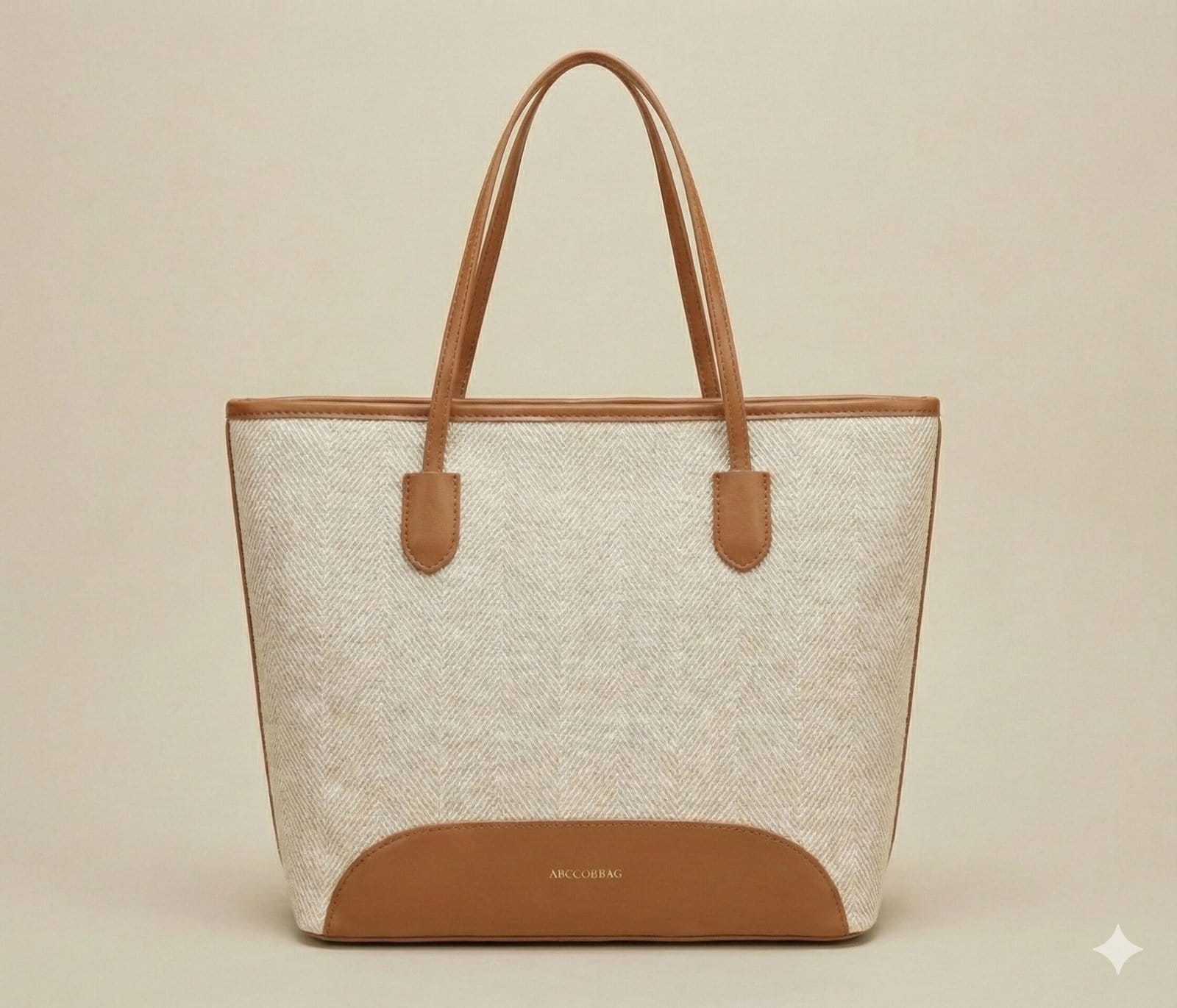 The Siena Herringbone Woven Tote Tan