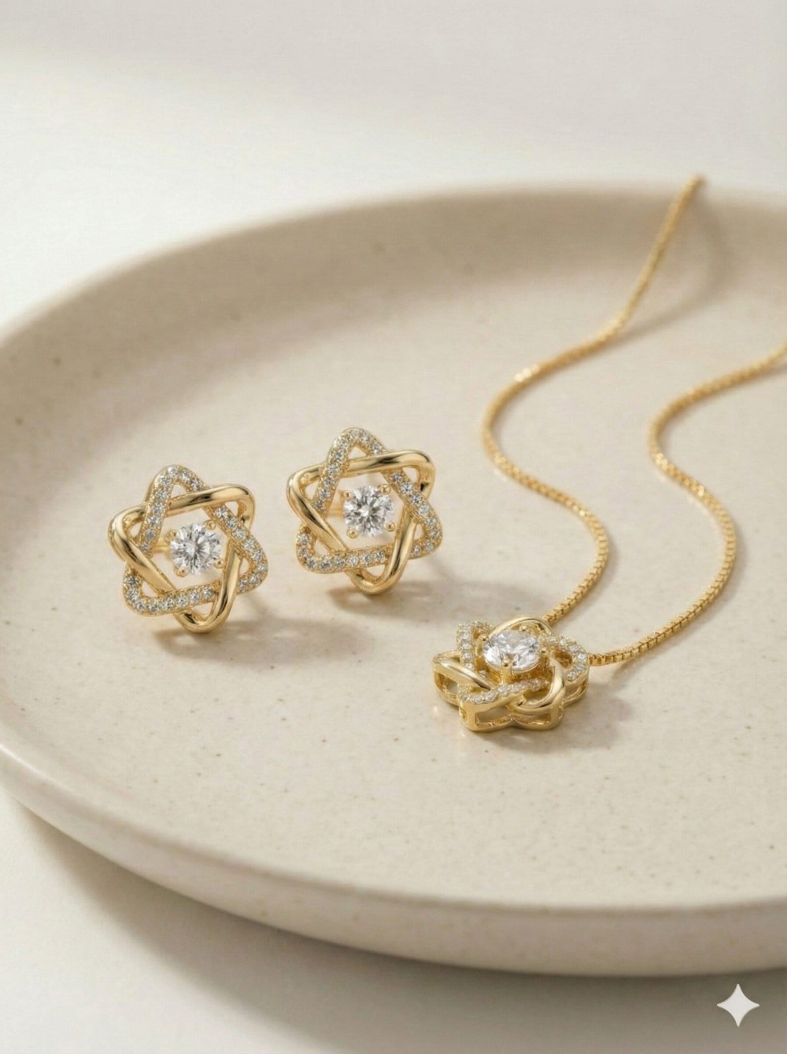 Radiant Interlocking Star Crystal Jewelry Set