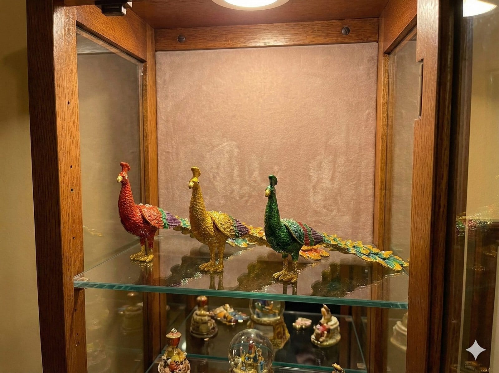 Royal Trio Enameled Peacock Figurines with Crystal Accents (Set of 3)