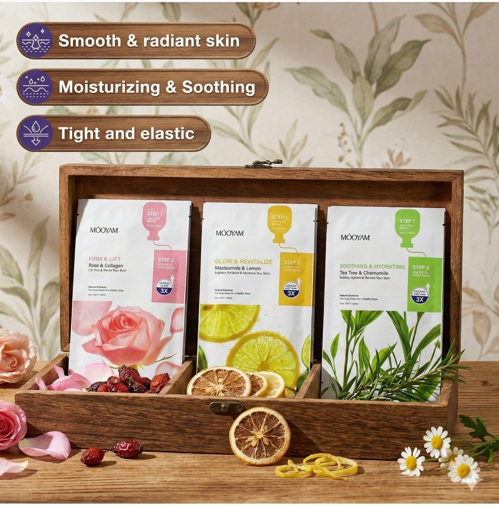 MOOYAM 2-Step Facial Treatment Sheet Mask Combo Set (6-Pack)