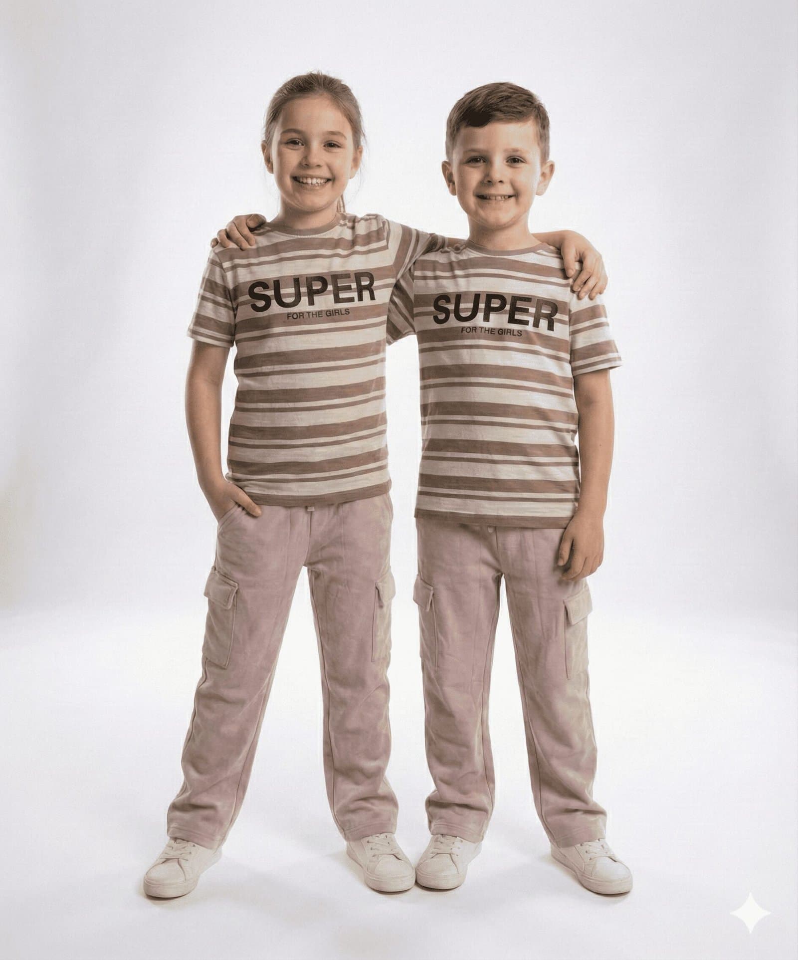 The "Super" Stripe & Cargo Explorer Set DUSTY ROSE AND WHITE — image 1