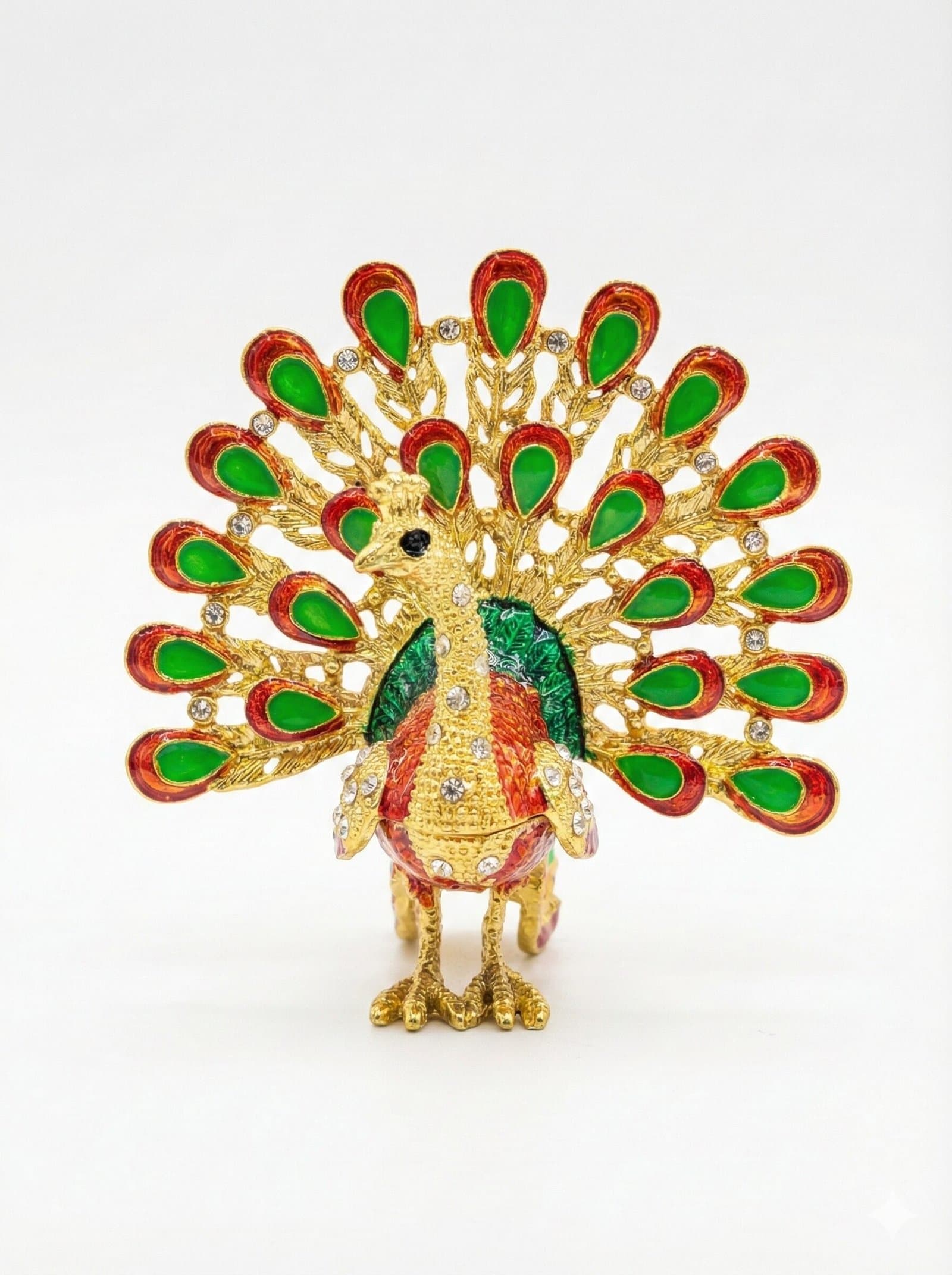 Imperial Red & Gold Peacock – Jeweled Trinket Box — image 2