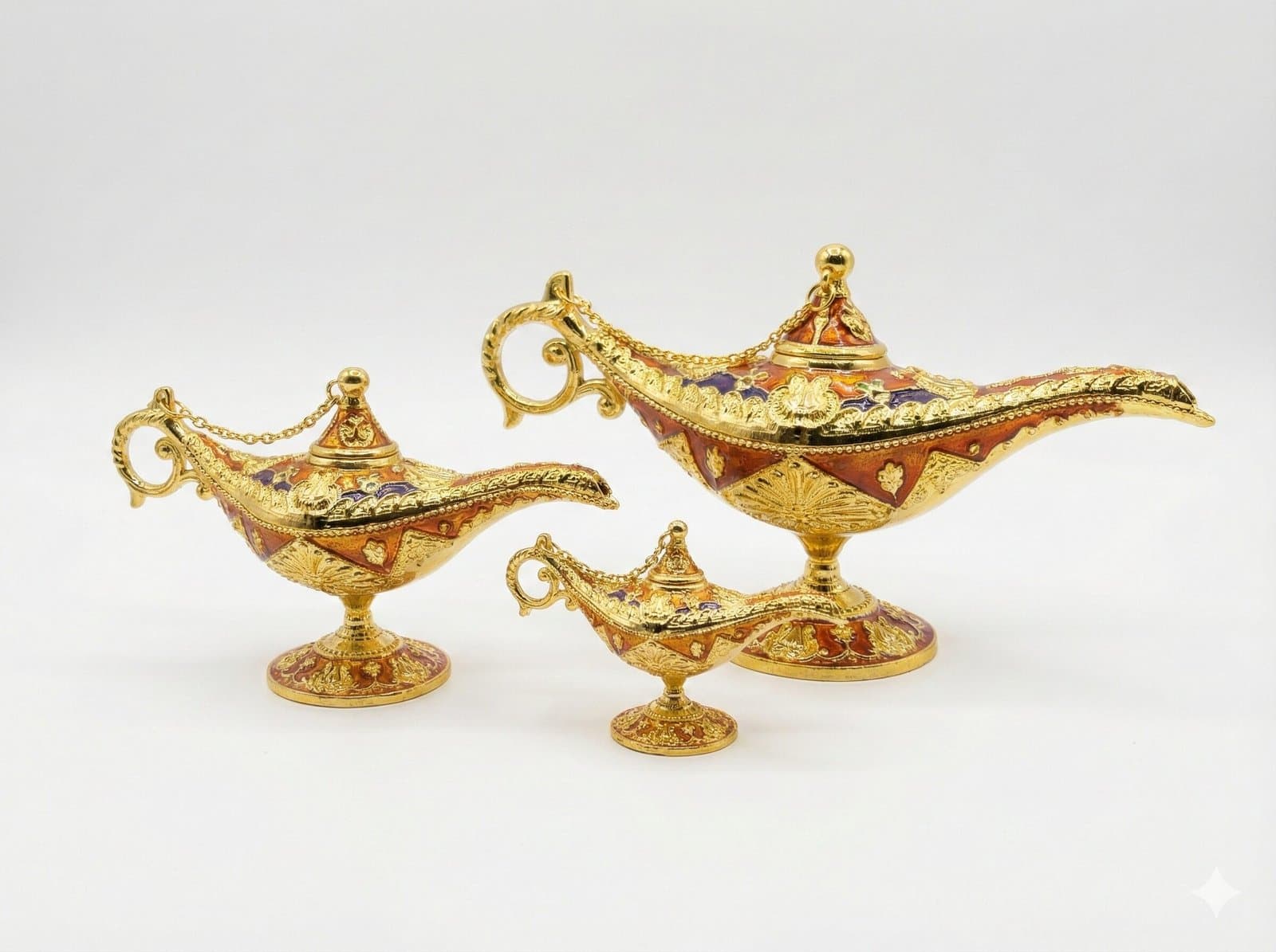 Raditional Aladdin Oil Lamp Replica – Gold & Amber Home Decor — image 2