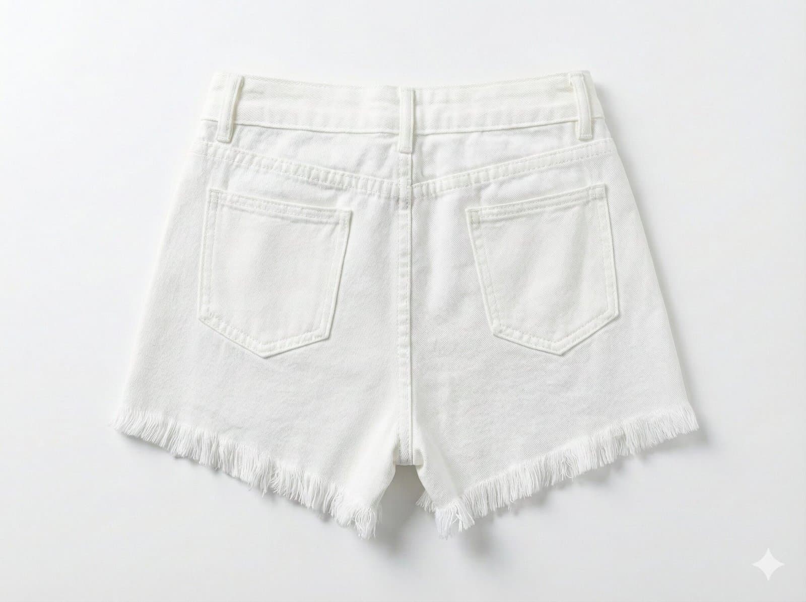 High-Rise Crystal Studded Distressed White Denim Shorts — image 4