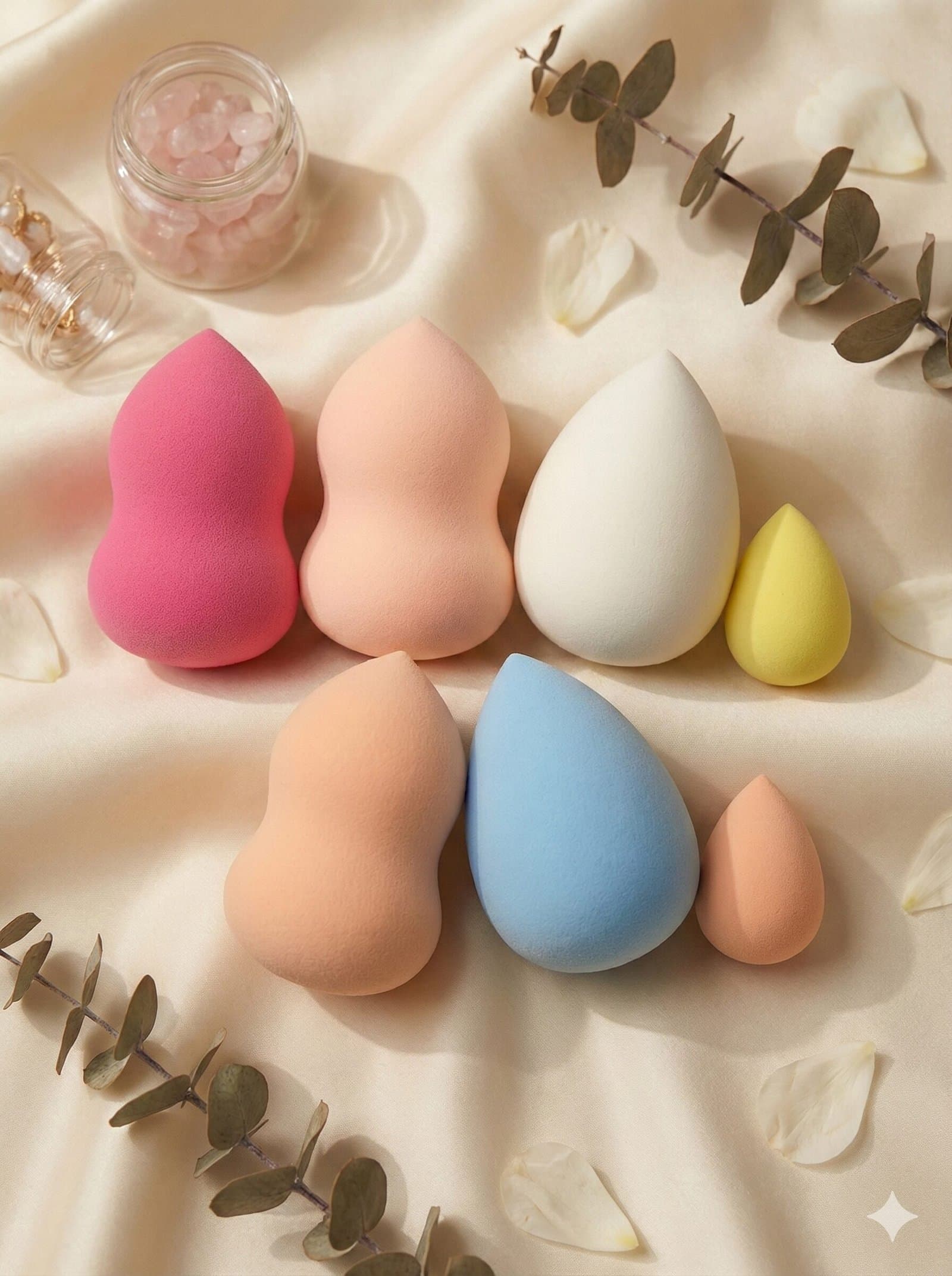 6-Piece Multi-Shape Makeup Sponge Jar Set — image 3