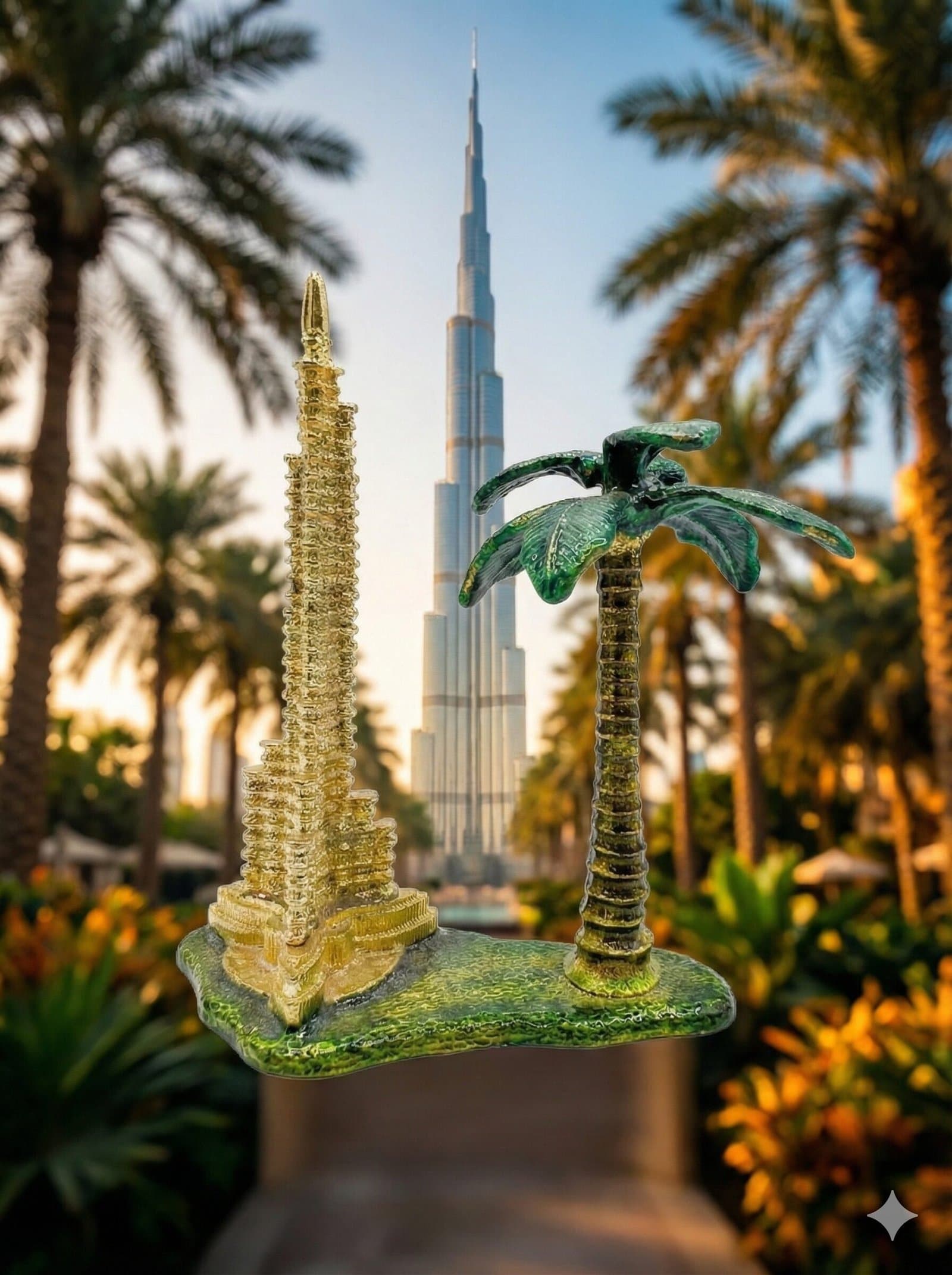 Golden Burj Khalifa & Date Palm Miniature Souvenir — image 1